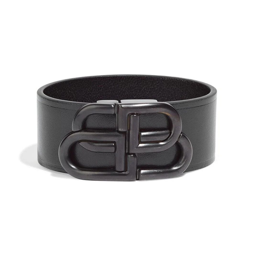 Balenciaga o1mt1gz0724 Size: OS / BB Leather Bracelet in Black Size ONE SIZE - 1 Preview