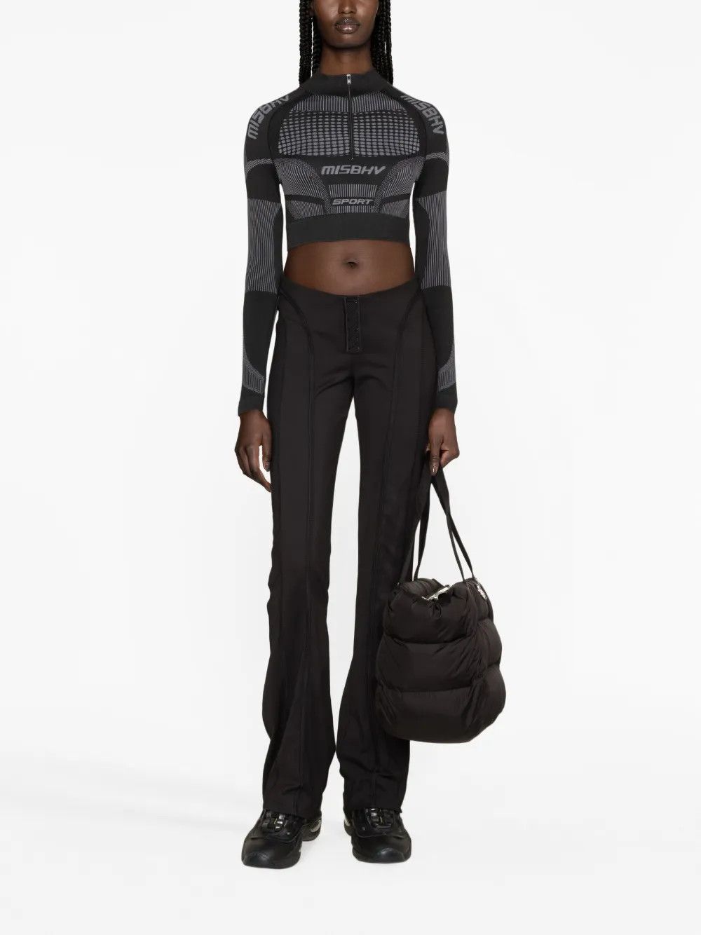 Misbhv o1mle0425 Sports Europa Cropped Longsleeve Top Grey & Black Size M / US 6-8 / IT 42-44 - 2 Thumbnail
