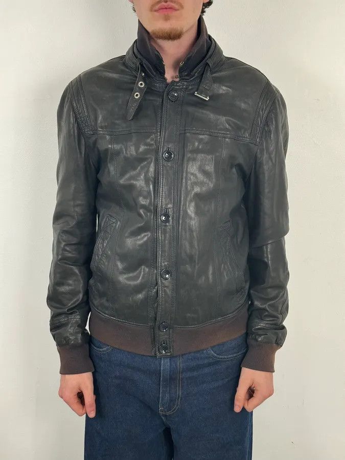 Dolce & Gabbana 2000s Dolce & Gabbana Black Leather Buttoned Jacket Size US L / EU 52-54 / 3 - 2 Thumbnail