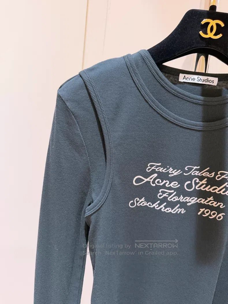 Acne Studios Acne Studios Dark Blue Lettering Print Fake Two Piece Long Size XS / US 0-2 / IT 36-38 - 3 Thumbnail