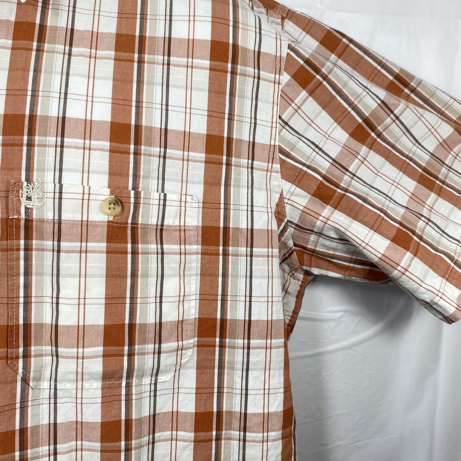 Timberland Timberland Large Orange White Plaid Button Front Shirt Size US L / EU 52-54 / 3 - 4 Thumbnail
