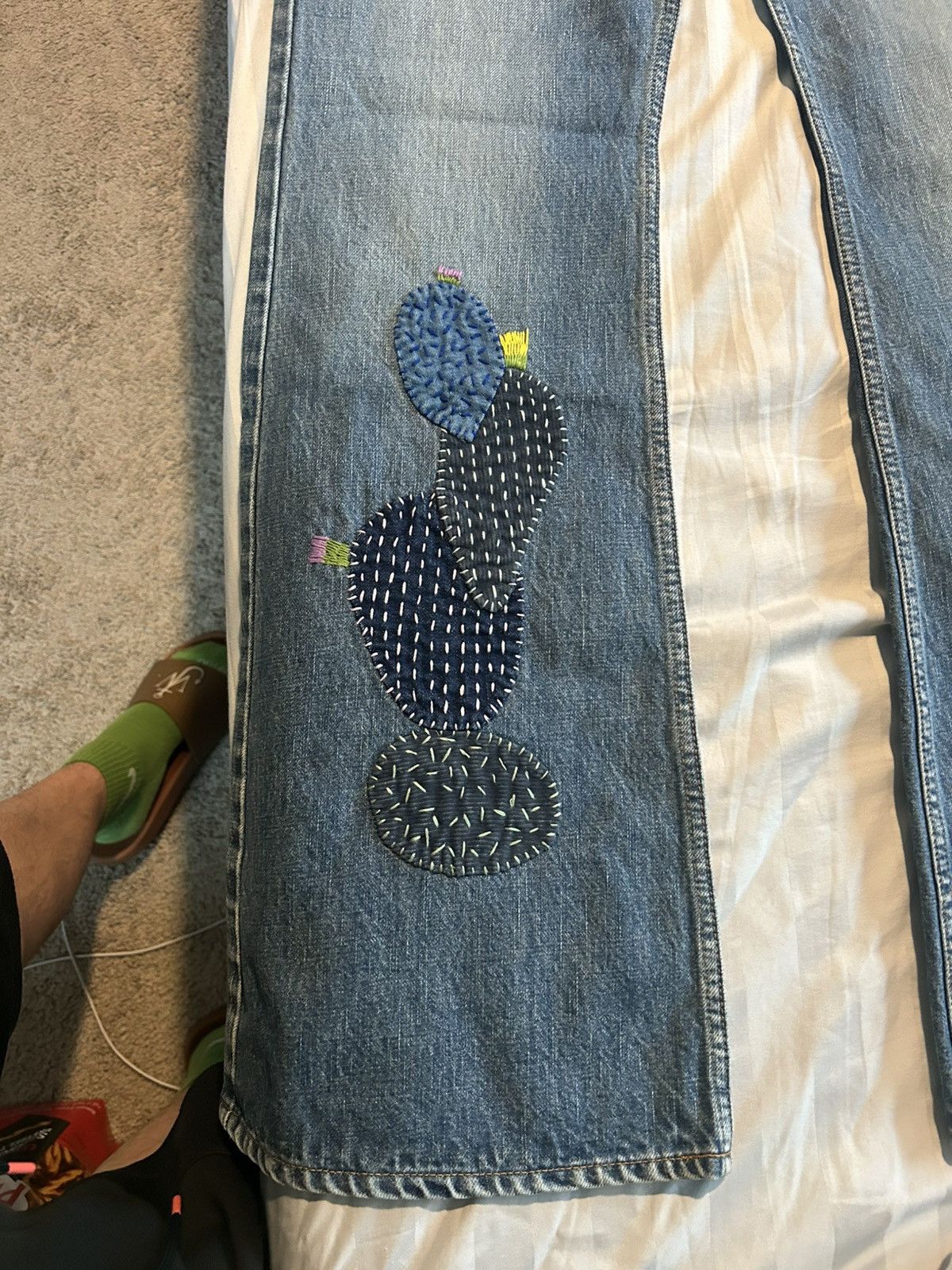 Japanese Brand × Kapital Kapital BUSH Flare Pants (CACTUS Embroidery) - Pro Size US 32 / EU 48 - 6 Thumbnail