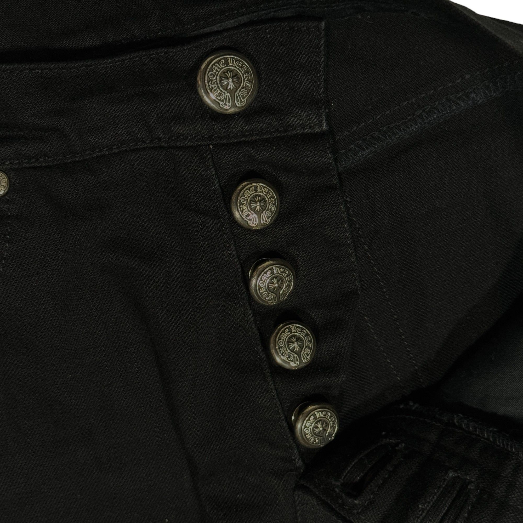Chrome Hearts Fleur Knee Denim Jeans Black Size 29" - 5 Thumbnail