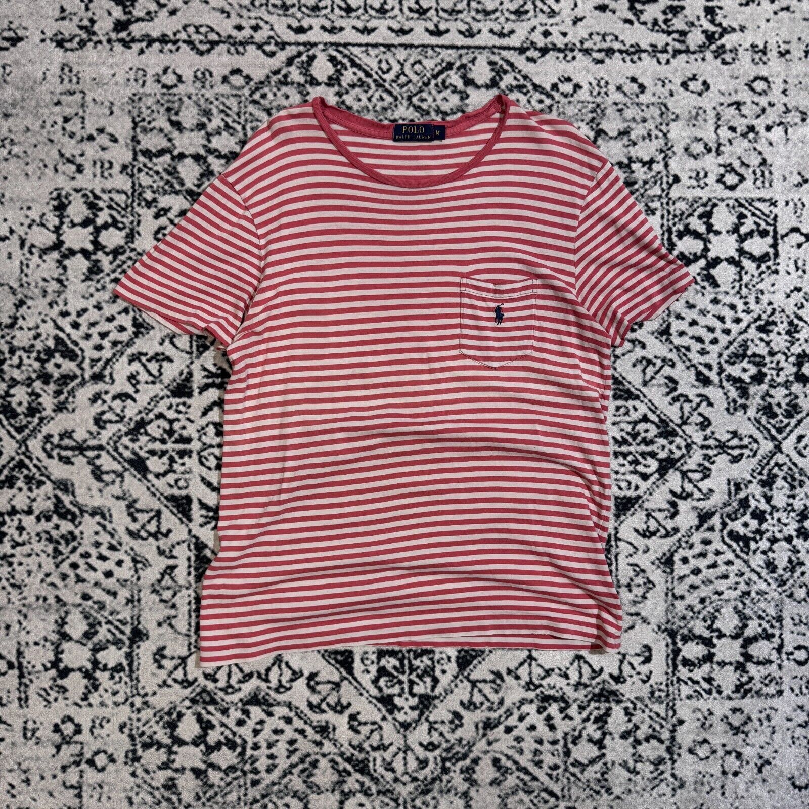 Ralph Lauren × Vintage Vintage Ralph Lauren Red White Striped Cotton T-Shirt Size M Size US M / EU 48-50 / 2 - 1 Thumbnail