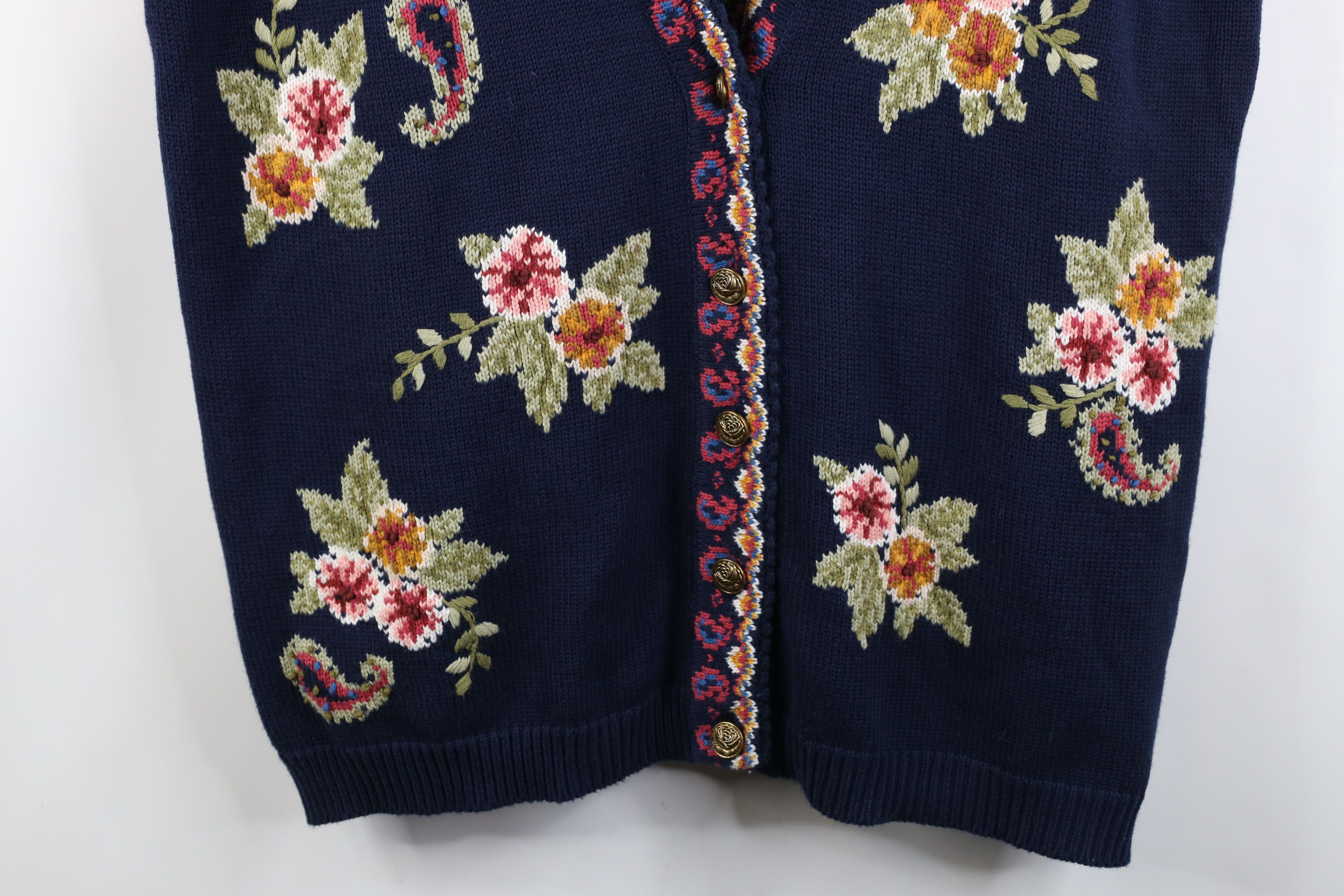 Vintage Vintage 90s Streetwear Flower Paisley Knit Sweater Vest Size XXL / US 16-18 / IT 52-54 - 3 Thumbnail