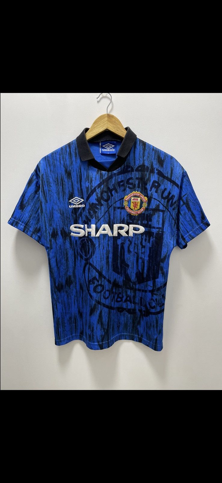 Vintage Umbro Manchester United soccer jersey rare blue Away
