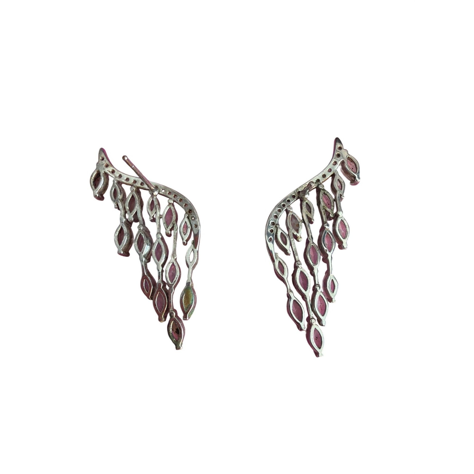 Anthropologie Anthropologie Apples Figs Marquise Curve Tassel Earrings Sil Size ONE SIZE - 3 Thumbnail