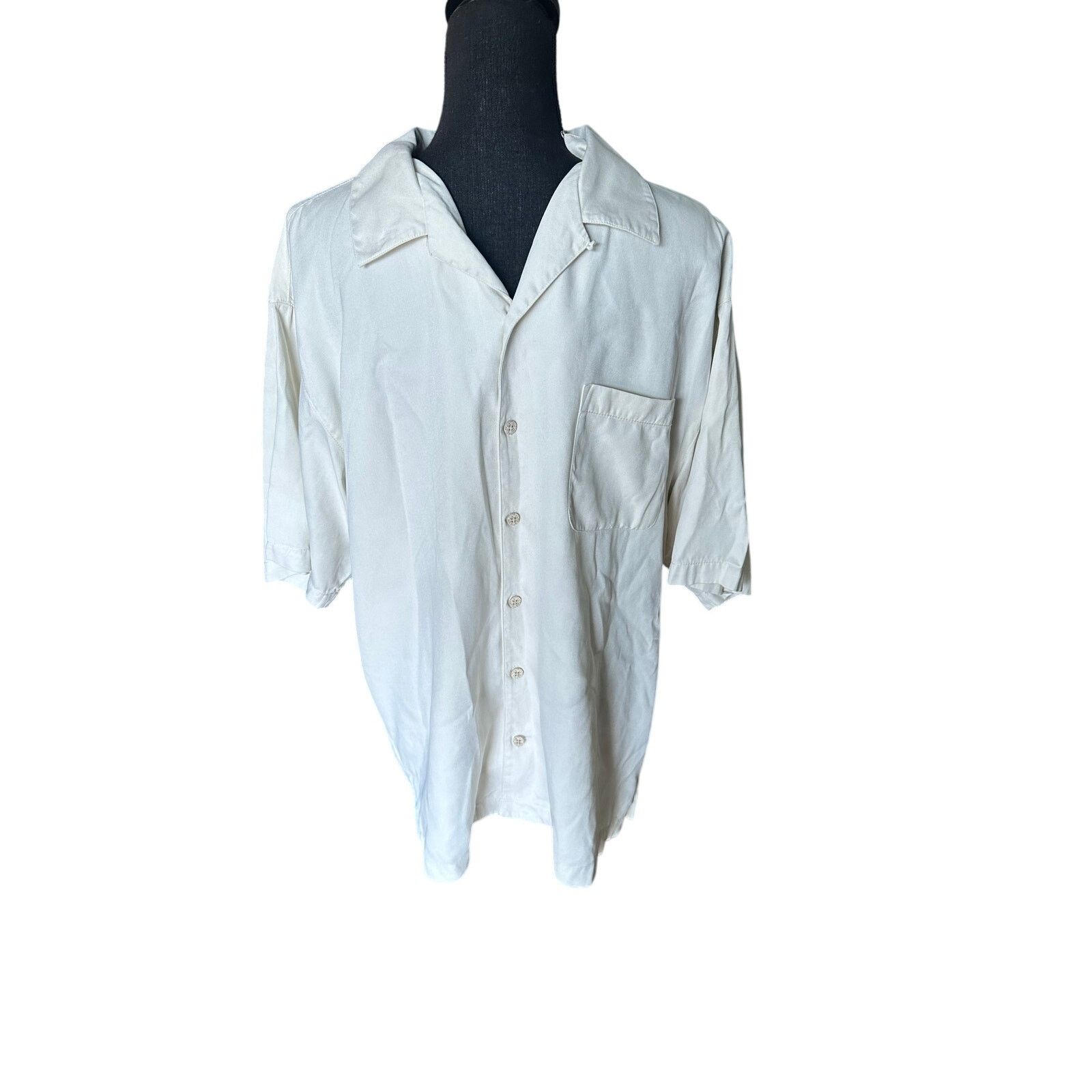 Tommy Bahama Tommy Bahama Silk Short Sleeve Button-Up Cream Shirt Size US L / EU 52-54 / 3 - 4 Thumbnail