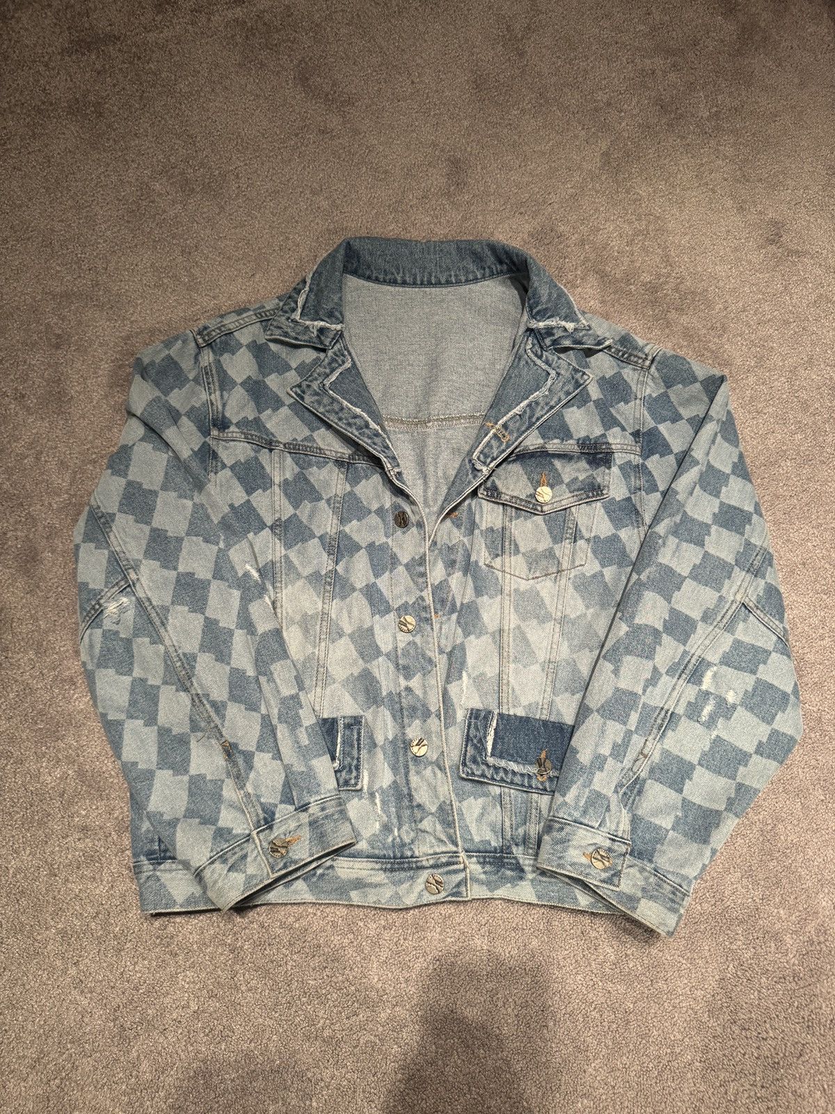 Ader Error × Japanese Brand Ader Error - Check-Patterned Denim Biker Jacket Size US L / EU 52-54 / 3 - 1 Thumbnail