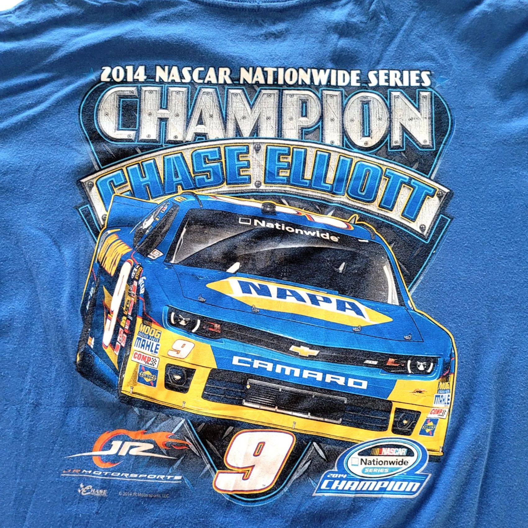Chase Authentics Chase Authentics NASCAR Chase Elliott 2014 Nationwide Champion T-Shirt XL Blue Graphic Print Vintage Unisex Adults Short Sleeve Crew Neck Regular - Size US XL / EU 56 / 4 - 2 Thumbnail