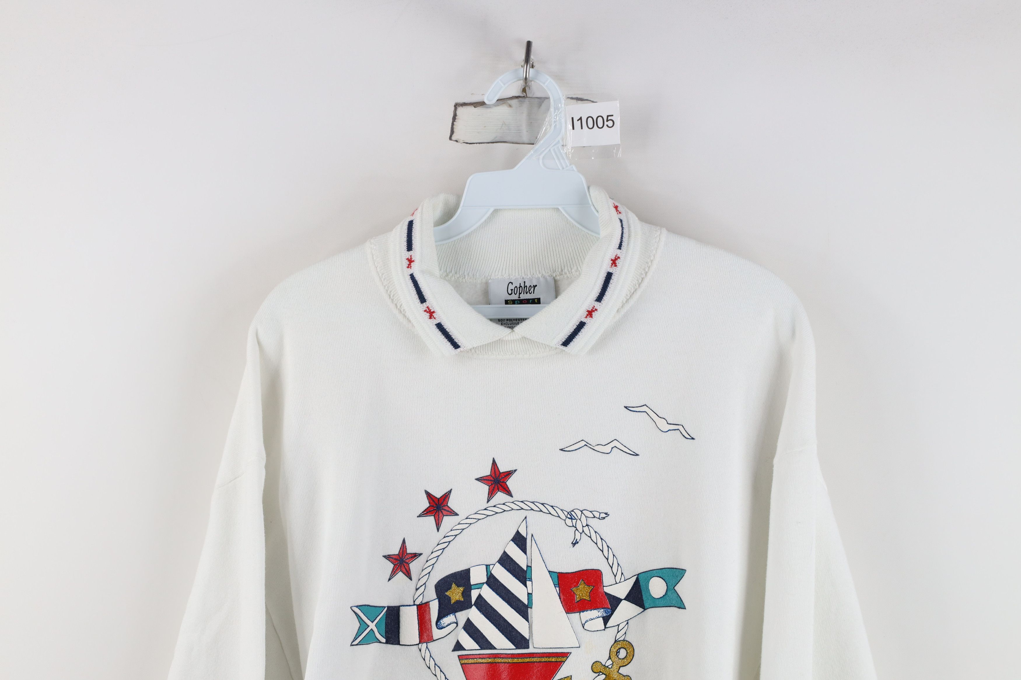 Vintage Vintage 90s Streetwear Sailing Collared Sweatshirt USA Size M / US 6-8 / IT 42-44 - 2 Thumbnail