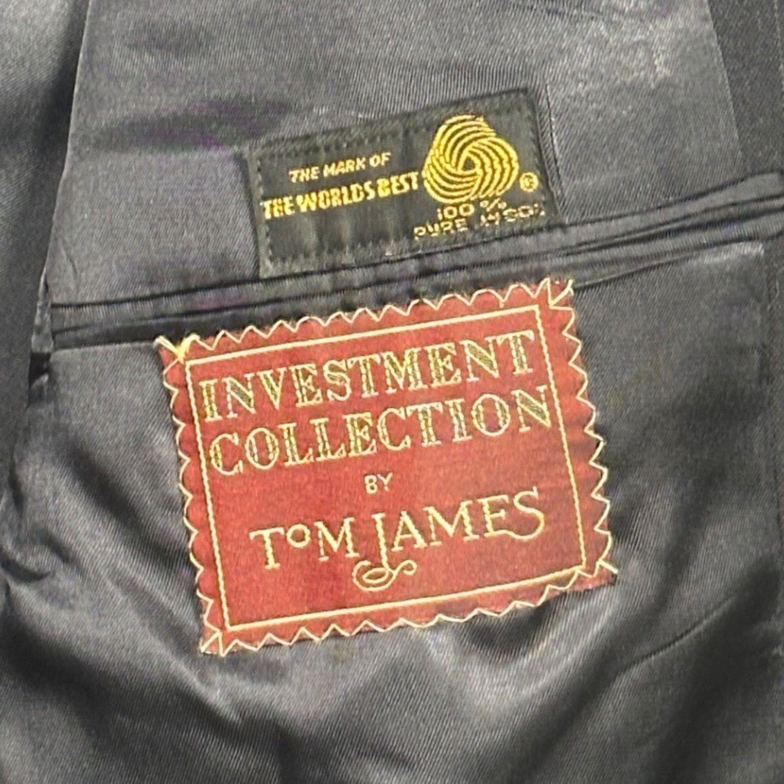 Tom James Tom James Men's 44R Navy Blue Pinstripe 100% Wool Blazer Size 44R - 7 Thumbnail