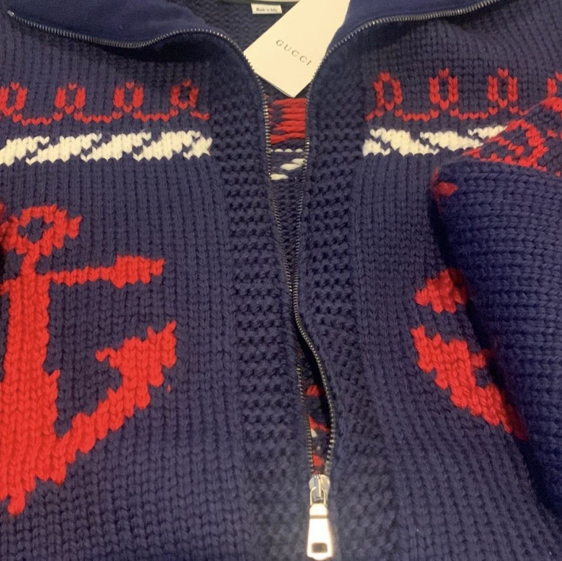 Gucci GUCCI Relaxed Intarsia Wool Zip-Up Cardigan –Sz M – LIMITED Size US M / EU 48-50 / 2 - 12 Thumbnail