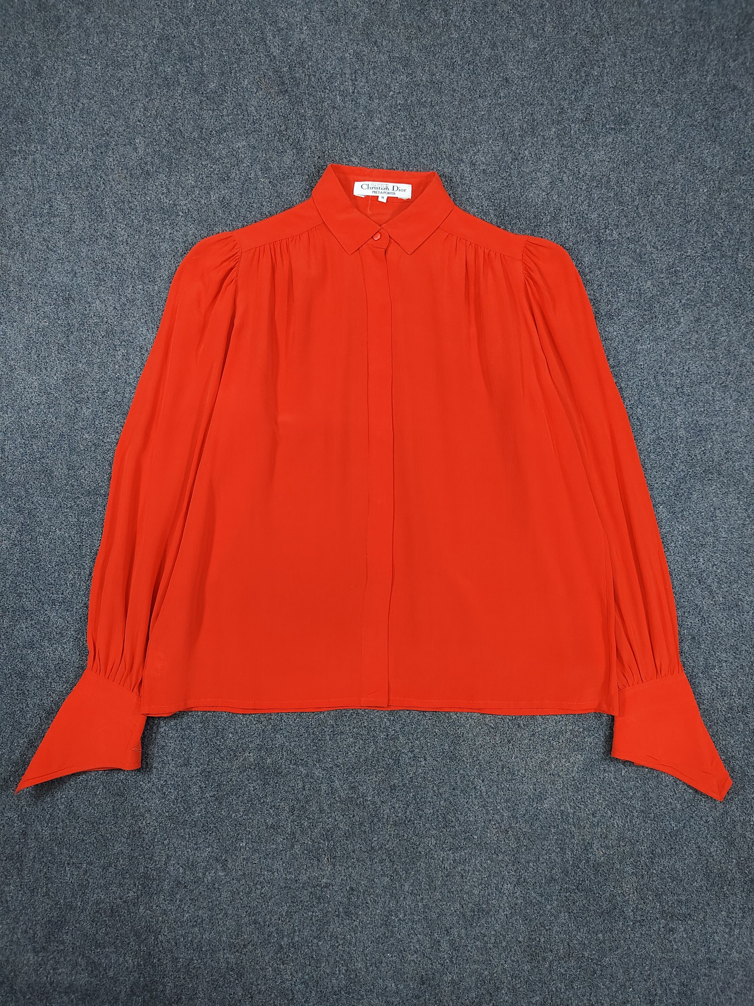 Christian Dior Monsieur SAMPLE💥 80s Christian Dior Cuffs Puffy Sleeve Silk Blouses Size M / US 6-8 / IT 42-44 - 7 Thumbnail