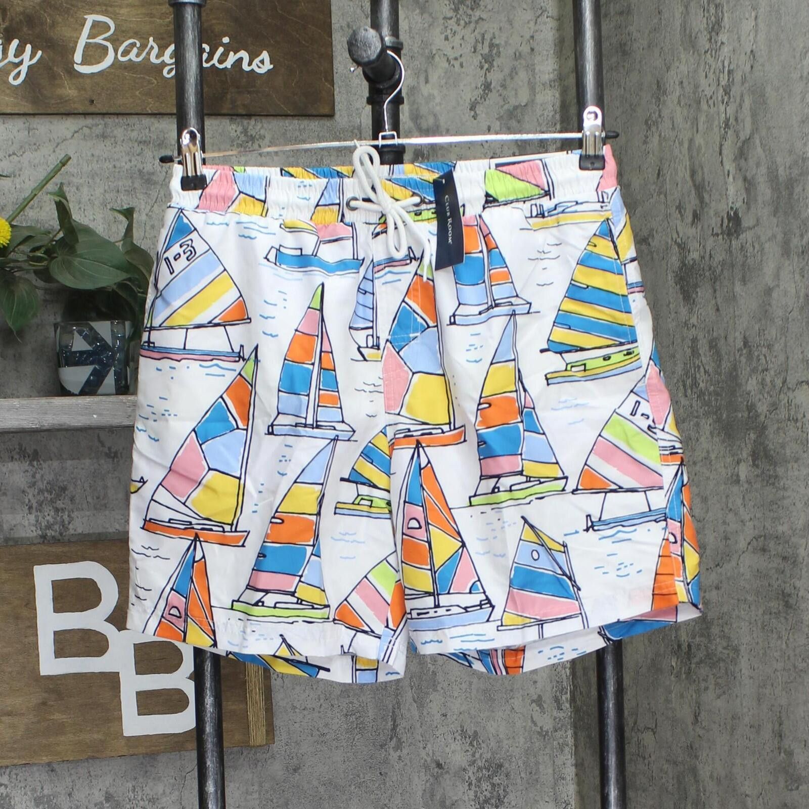 Club Room Nwt Club Room Sketch 7" Board Shorts Bright White Multi S Size US 30 / EU 46 - 1 Thumbnail