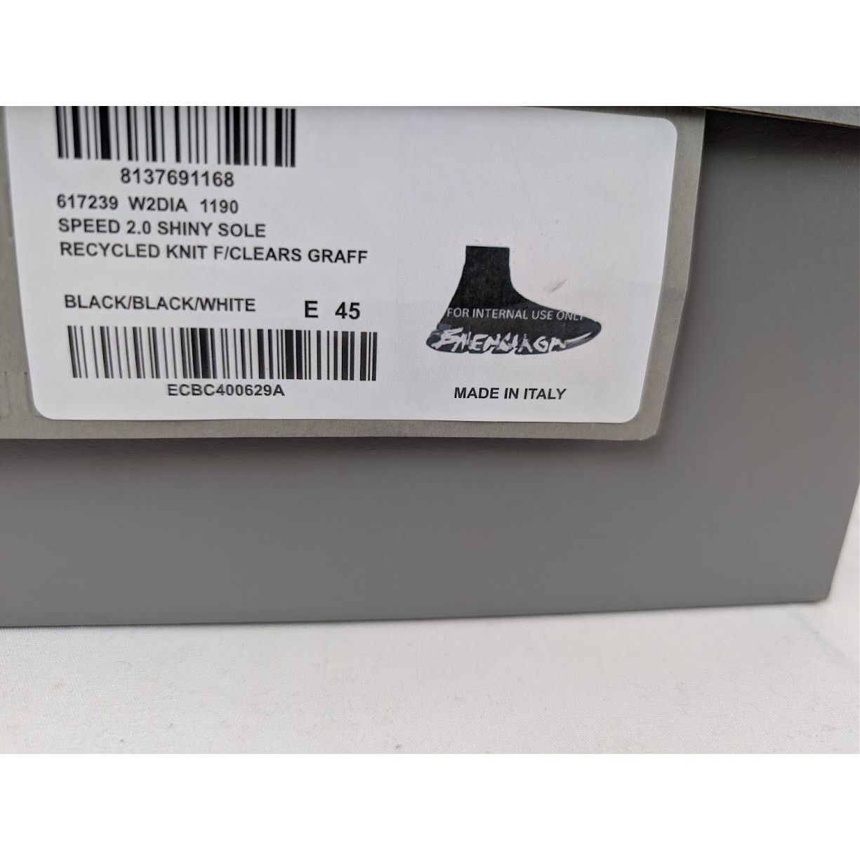 Balenciaga o1rshd1 Recycled Speed 2.0 Sneakers in Black/White Size US 12 / EU 45 - 22 Thumbnail