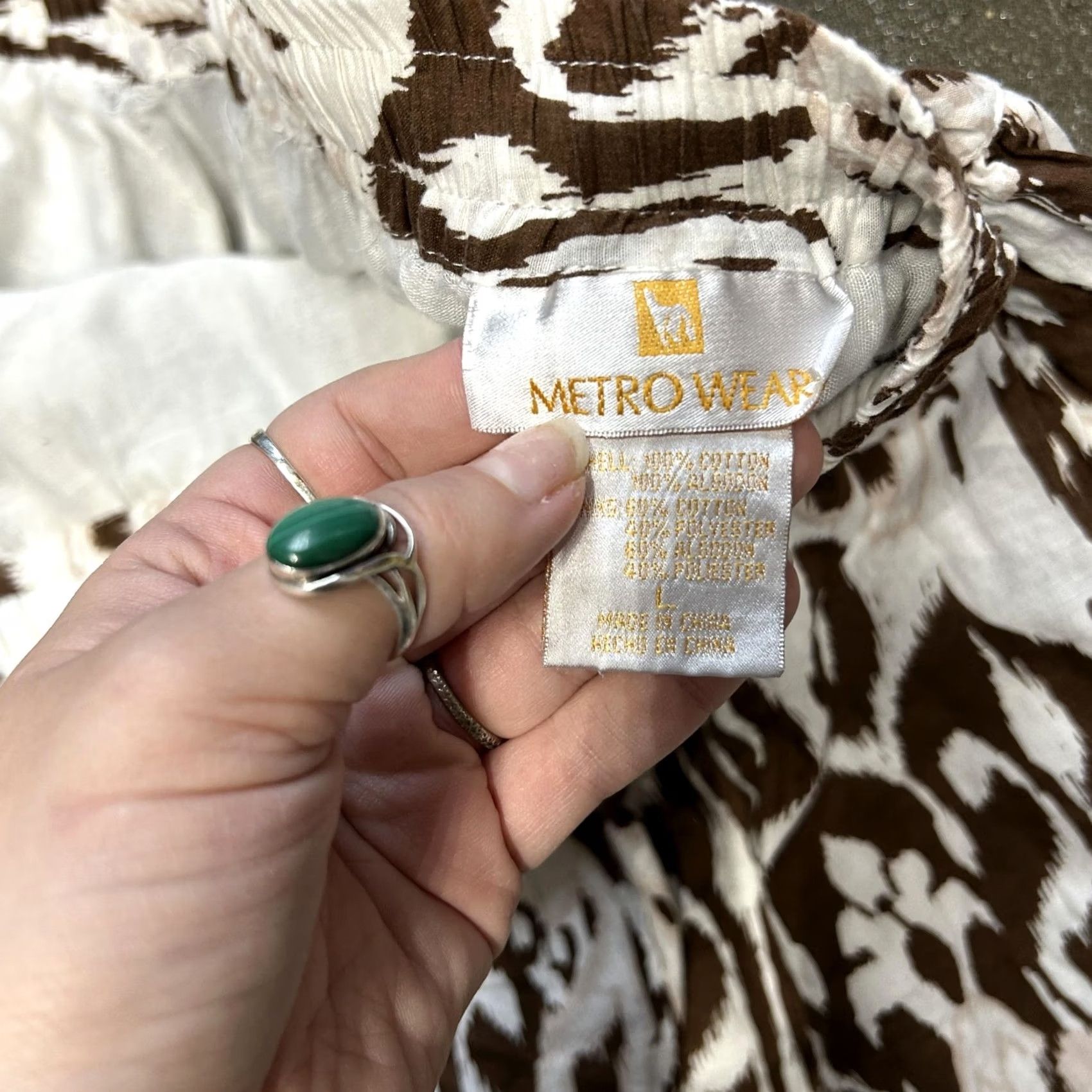 Etro VINTAGE? No — Metro Wear Skirt Womens Small Brown White Ikat A-Line Lined Boho Flowy Casual Size 28" / US 6 / IT 42 - 3 Thumbnail