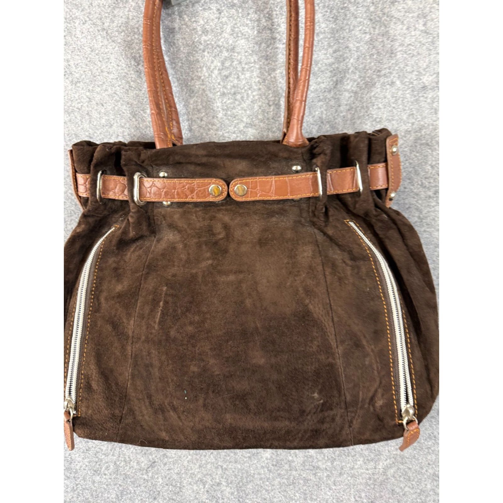 Vintage Gun Tote’n Mamas Shoulder Bag Womens Brown Concealed Carry Suede Leather Purse Size ONE SIZE - 6 Thumbnail