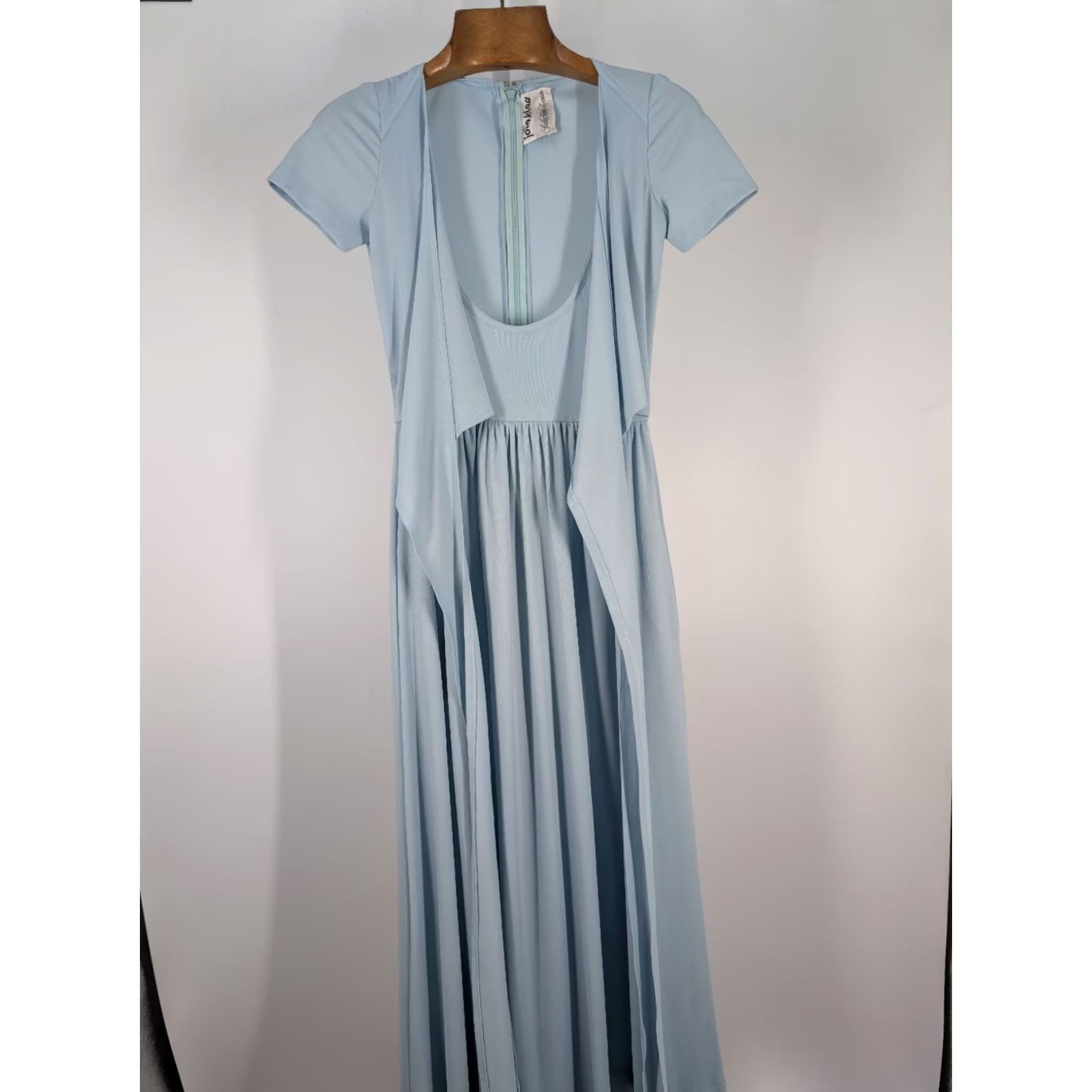 Vintage VINTAGE John Kloss Wrap Dress Saks Fifth Ave Sky Blue Boho Mod 1970s Evening Bohemian 70s 32-34 4 Regular USA Mens Womens Girls Size 4XL / US 24-26 - 4 Thumbnail