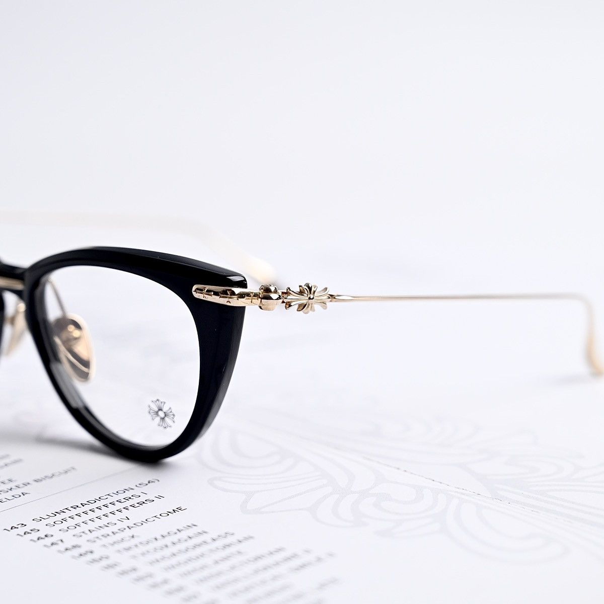 Chrome Hearts CHROME HEARTS NEW LOVER BLACK GOLD PLATED GLASSES Size ONE SIZE - 3 Thumbnail