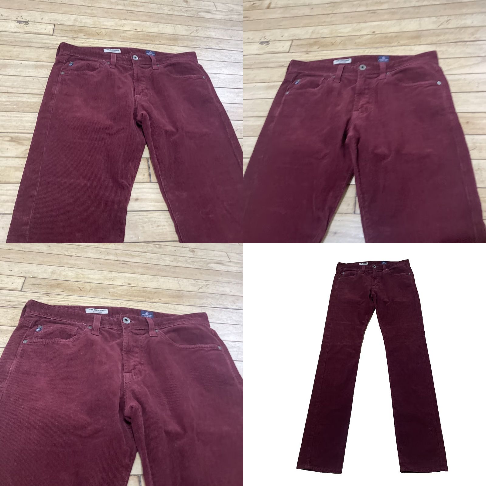Vintage ADRIANO GOLDSCHMIED Corduroy Pants Men 30x35 The Matchbox Slim Straight Maroon Red Slim Chino 5-Pocket USA City Preppy Men Size US 30 / EU 46 - 11 Thumbnail