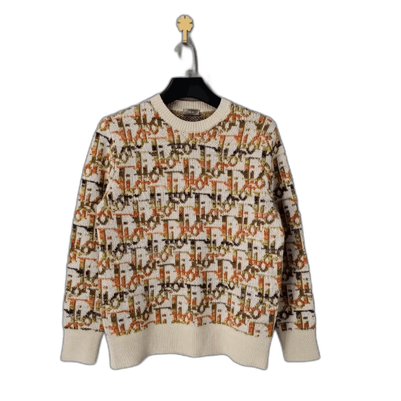 Dior DIOR Yellow Logo Pattern Pullover Sweater-2505 Size US L / EU 52-54 / 3 - 1 Thumbnail