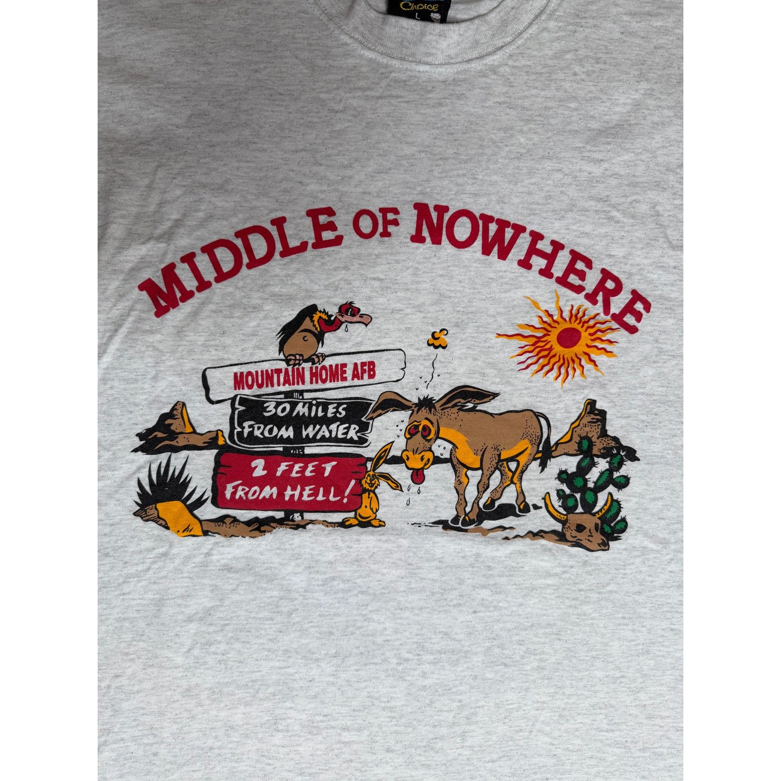 Soffe × Vintage Vintage 90s Soffe Middle of Nowhere Hell T-Shirt Size US L / EU 52-54 / 3 - 3 Thumbnail