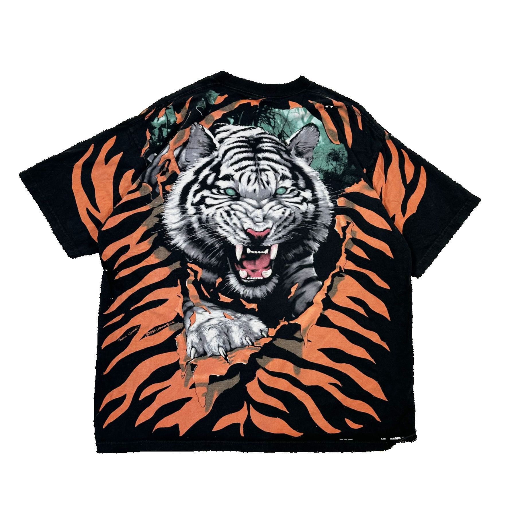 Vintage Vintage Liquid Blue White Label All Over Print Tiger Graphic Size US XL / EU 56 / 4 - 4 Thumbnail