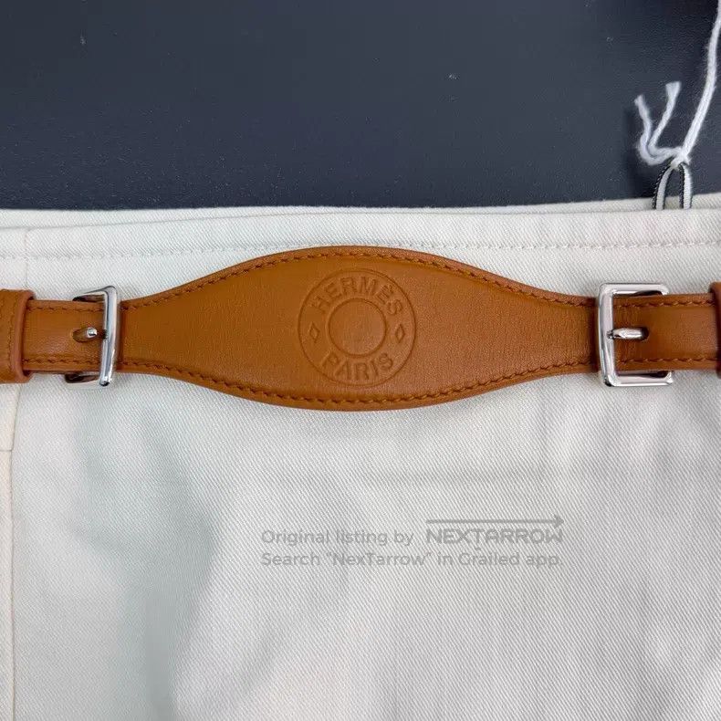 Hermes Hermes Beige Letter Leather Buckle Skirt Size 26" / US 2 / IT 38 - 9 Thumbnail