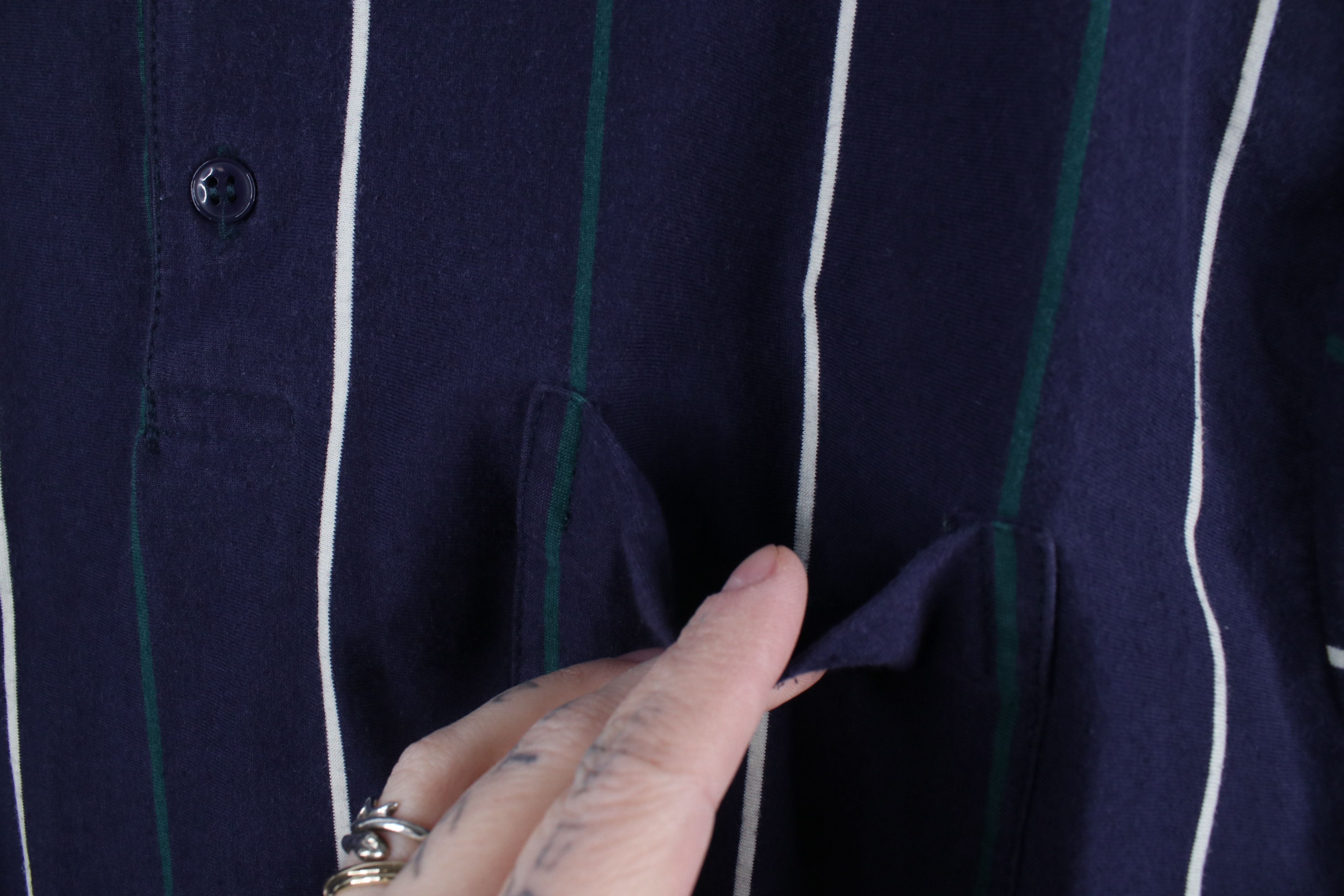 Vintage Vintage 90s Streetwear Striped Knit Collared Golf Polo Shirt Size US L / EU 52-54 / 3 - 4 Thumbnail