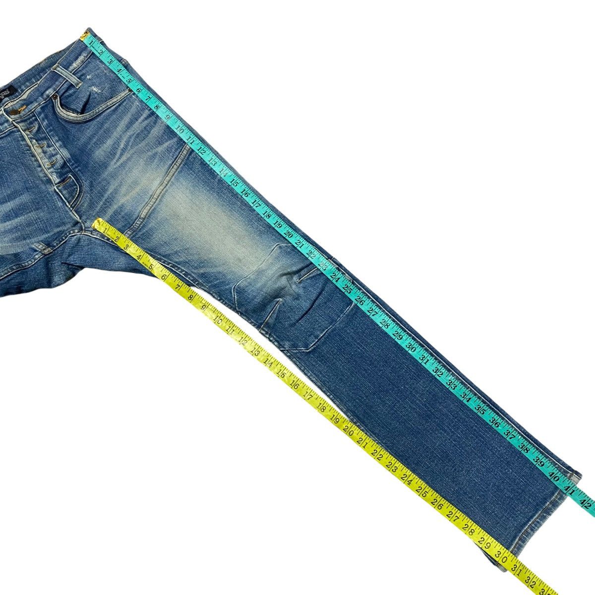 Japanese Brand Fadthree Denim Biker Jeans Stretch Size US 30 / EU 46 - 16 Thumbnail