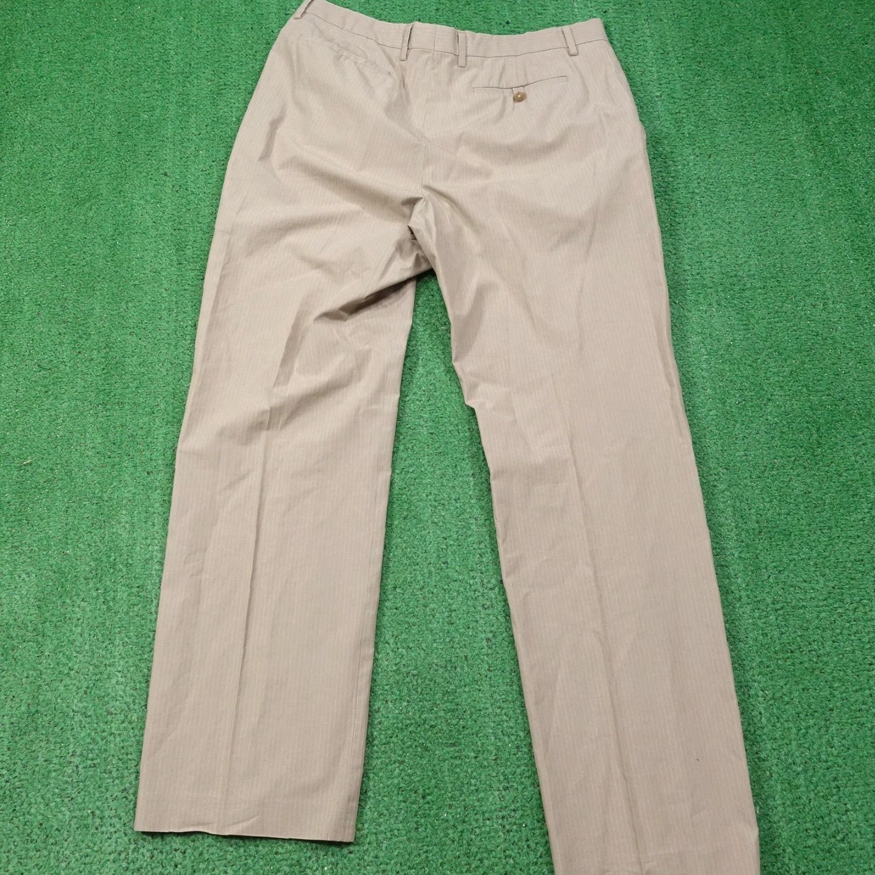 Banana Republic Banana Republic Pants Mens 35x34 Beige Non Iron Classic Fit Pinstripe Business Casual Size US 35 - 4 Thumbnail