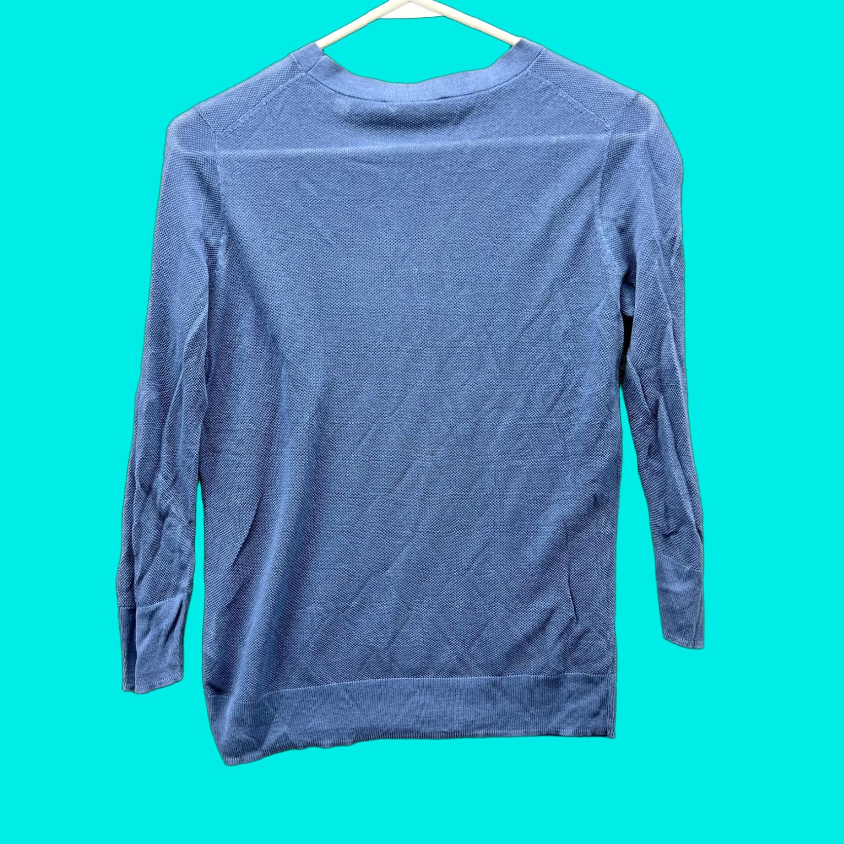 Vince Vince Sweater Womens Small Blue 100% Cotton Textured Crewneck Lightweight Pullover Knit Size S / US 4 / IT 40 - 1 Thumbnail
