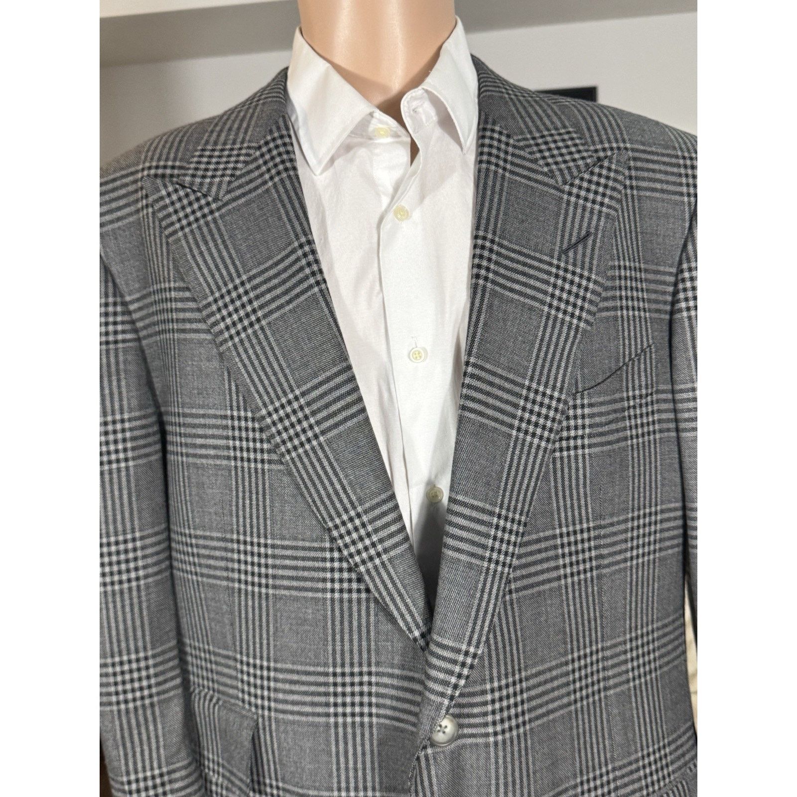 Tom Ford Tom Ford Gray Plaid Peak Lapel Wool Blazer 56R 46R US Size 46R - 8 Thumbnail