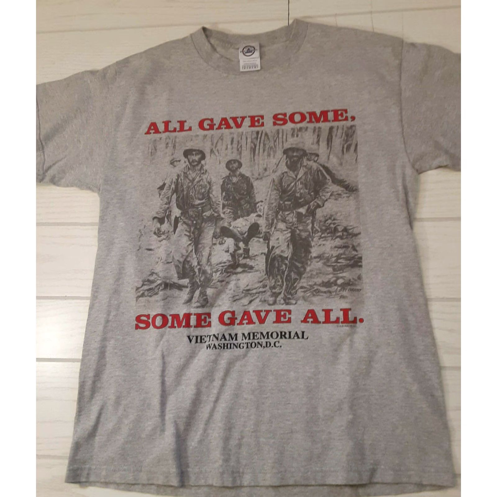 SOMET Viet Nam Memorial T-Shirt Washington D.C. M Gray Men Short Sleeve Graphic 90s Viet Nam Theme Womens/Mens Size US M / EU 48-50 / 2 - 5 Thumbnail