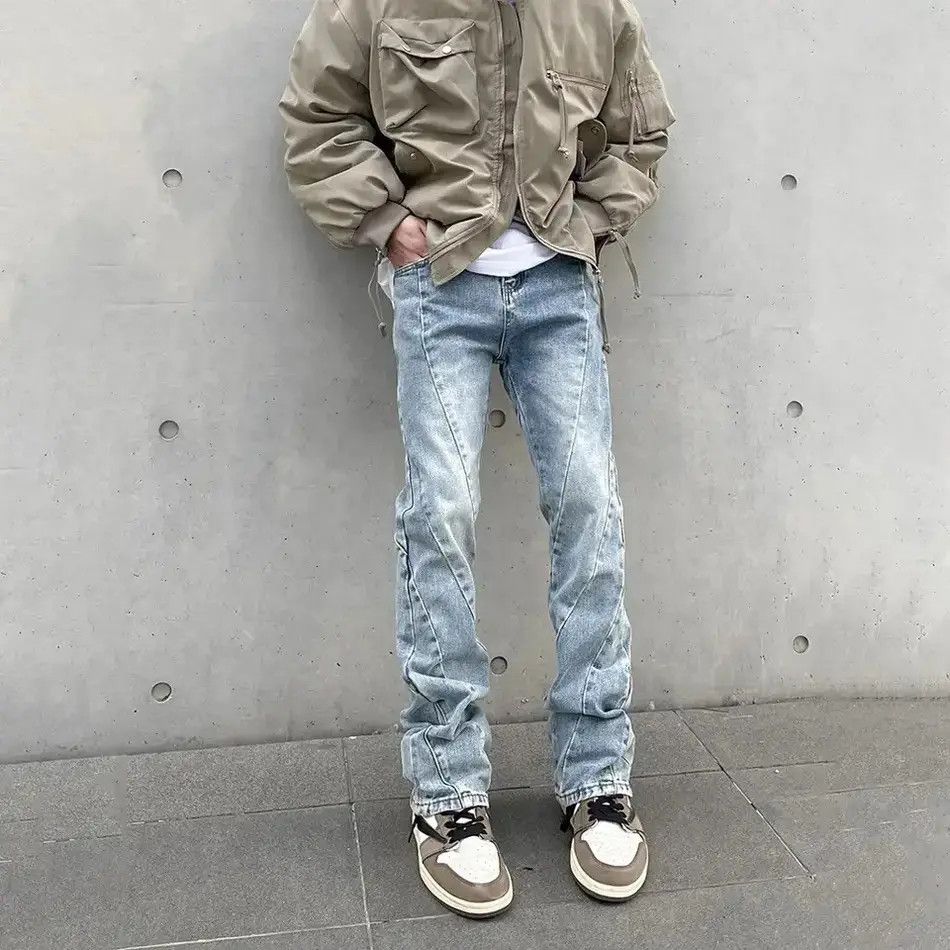 Japanese Brand Skinny Jeans Men Streetwear Autumn Blue Slim Trousers Y2k Size US 30 / EU 46 - 1 Thumbnail