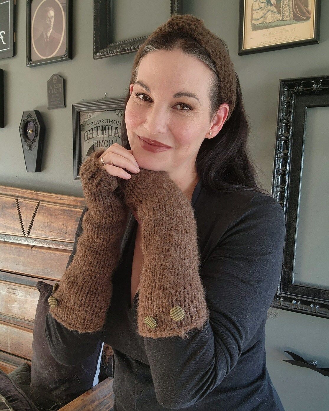 Handmade Hand Knit Headband, Earwarmer in Brown, "Highlands", One of Size ONE SIZE - 5 Thumbnail