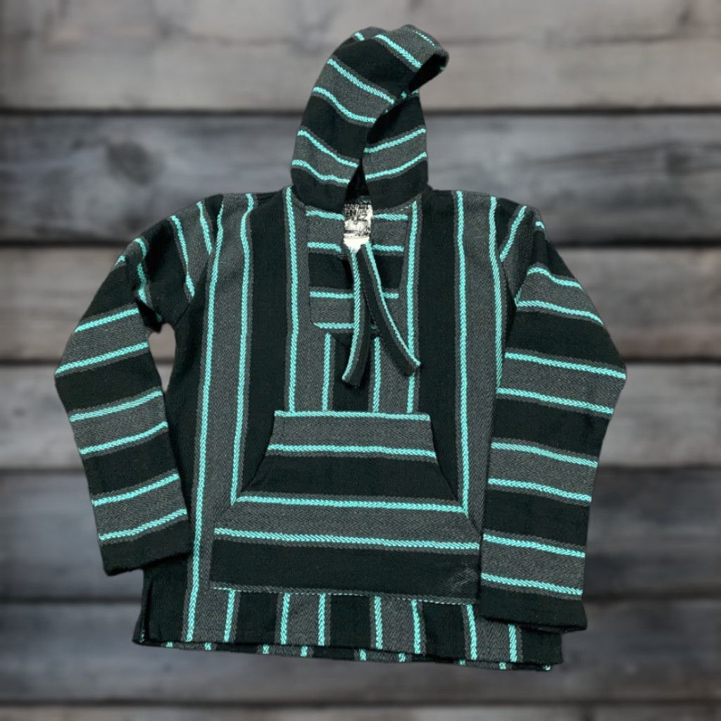 Vintage VTG 90s Black Green Rasta Hoodie Poncho Adult Medium Drug Rug Hippie Festival Senor Lopez Size US M / EU 48-50 / 2 - 1 Thumbnail