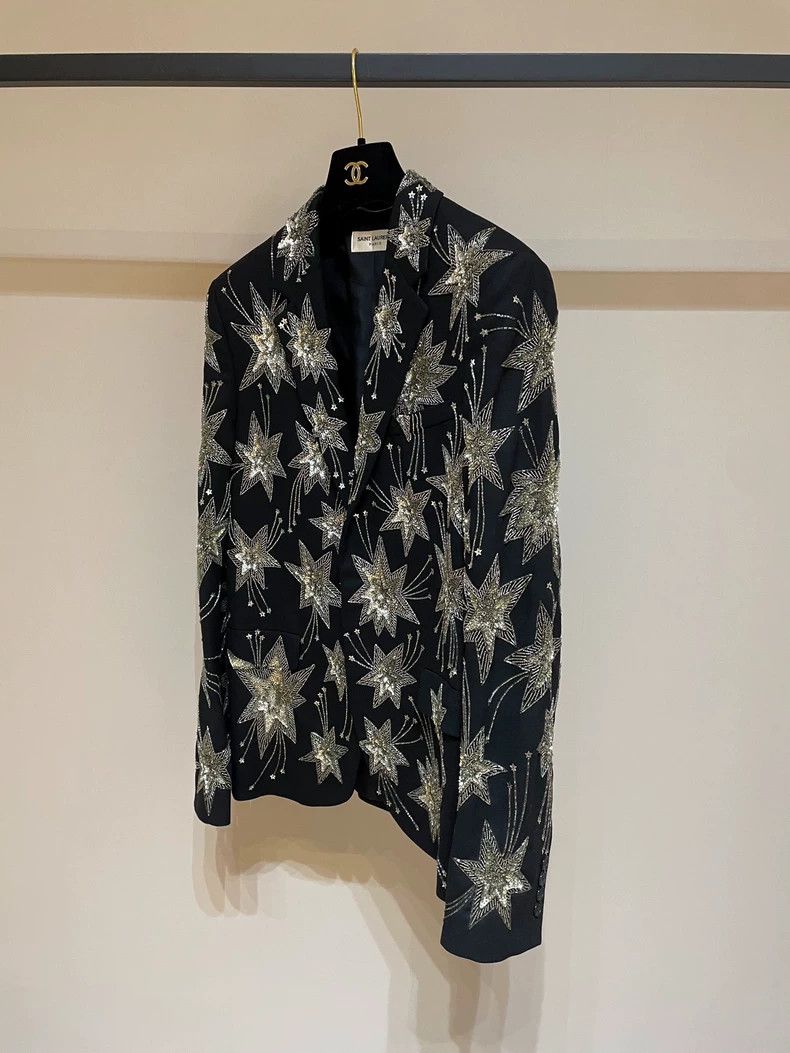 Saint Laurent Paris Saint laurent paris 2015 SS Black Fireworks blazer 2506-Nex Size 46R - 5 Thumbnail