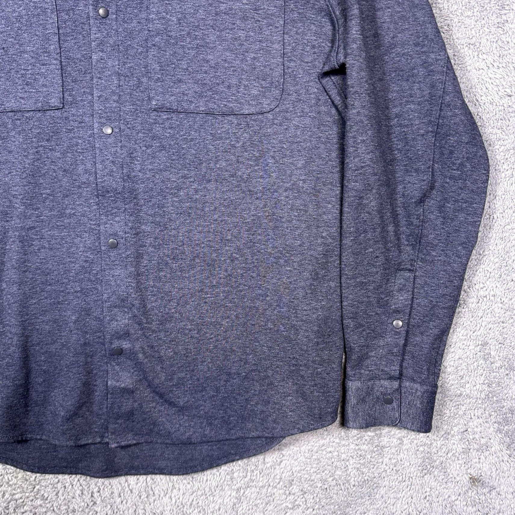 Lululemon Lululemon Shirt Mens XL Soft Knit Overshirt Snap Shacket LM3CZMS Heather Blue Size US XL / EU 56 / 4 - 2 Thumbnail