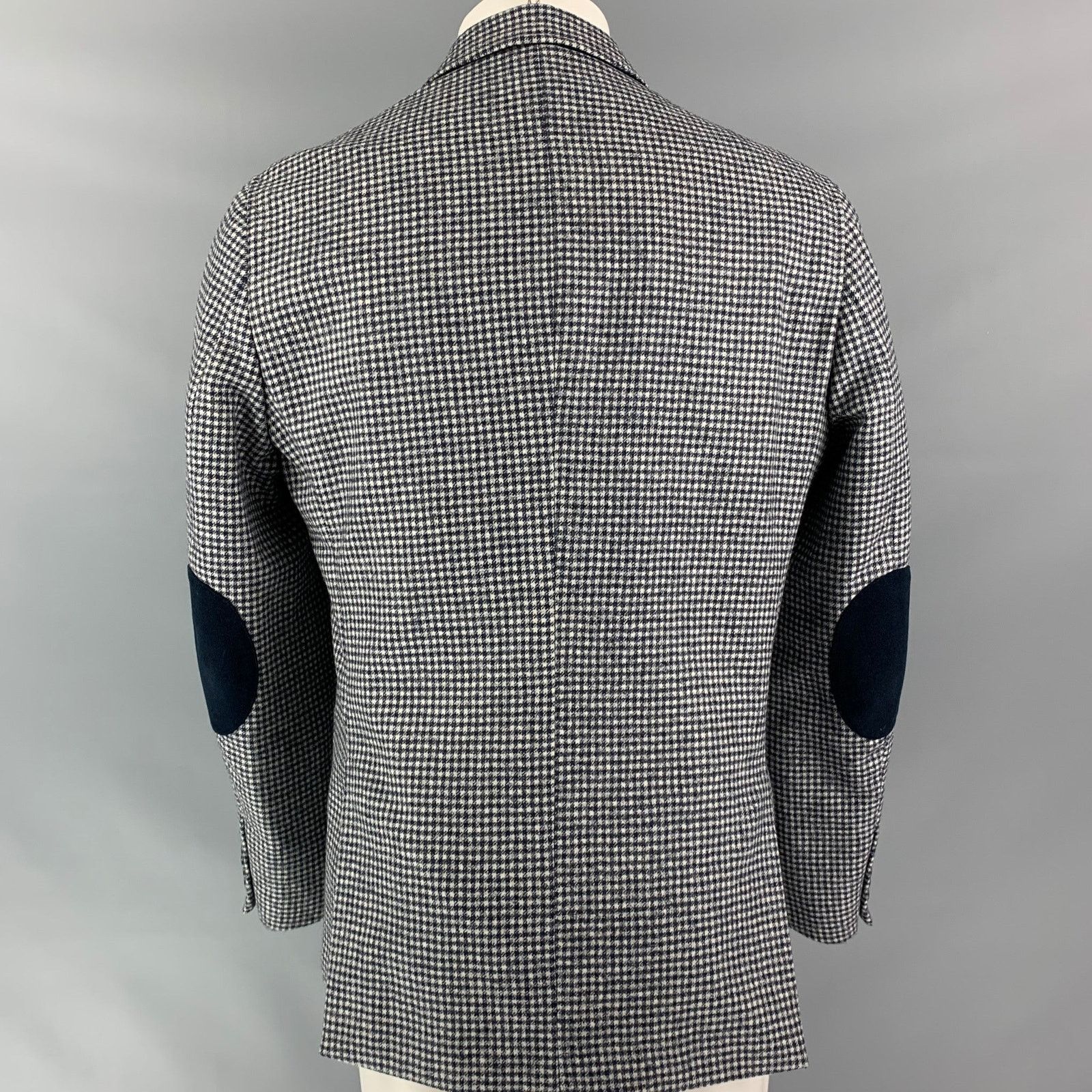 Neiman Marcus Wool Black & White Houndstooth Notch Lapel Sport Coat Size 40R - 3 Thumbnail