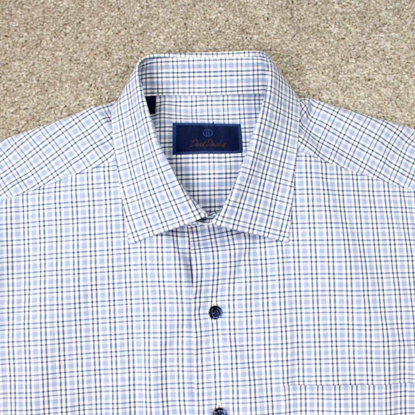David Donahue David Donahue Shirt Mens Large Blue Plaid 100% Cotton Long Sleeve Button Up Size US L / EU 52-54 / 3 - 6 Thumbnail