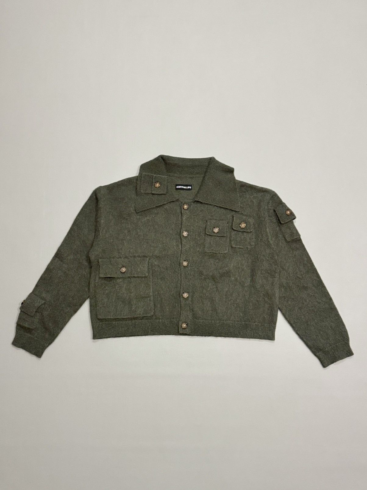 Kody Phillips Green Mohair Cargo Cardigan