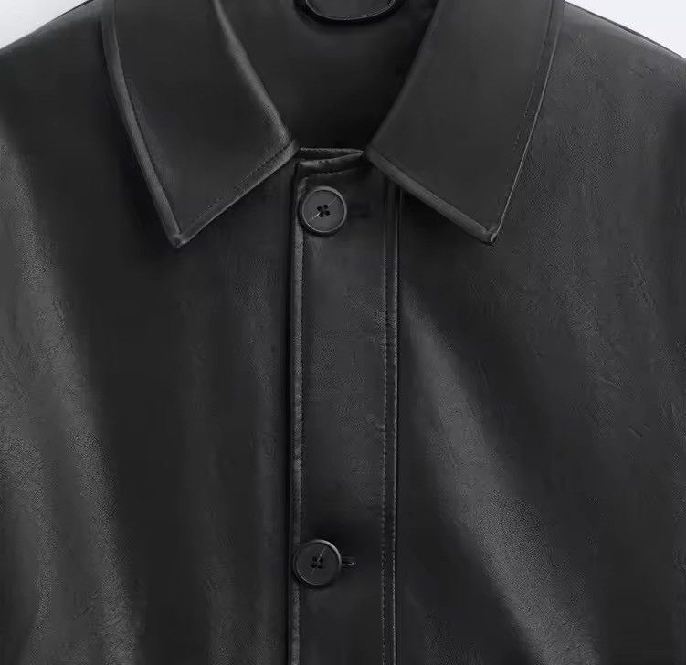 Other Casual PU Leather Loose Basic Black Jacket Size US M / EU 48-50 / 2 - 9 Thumbnail