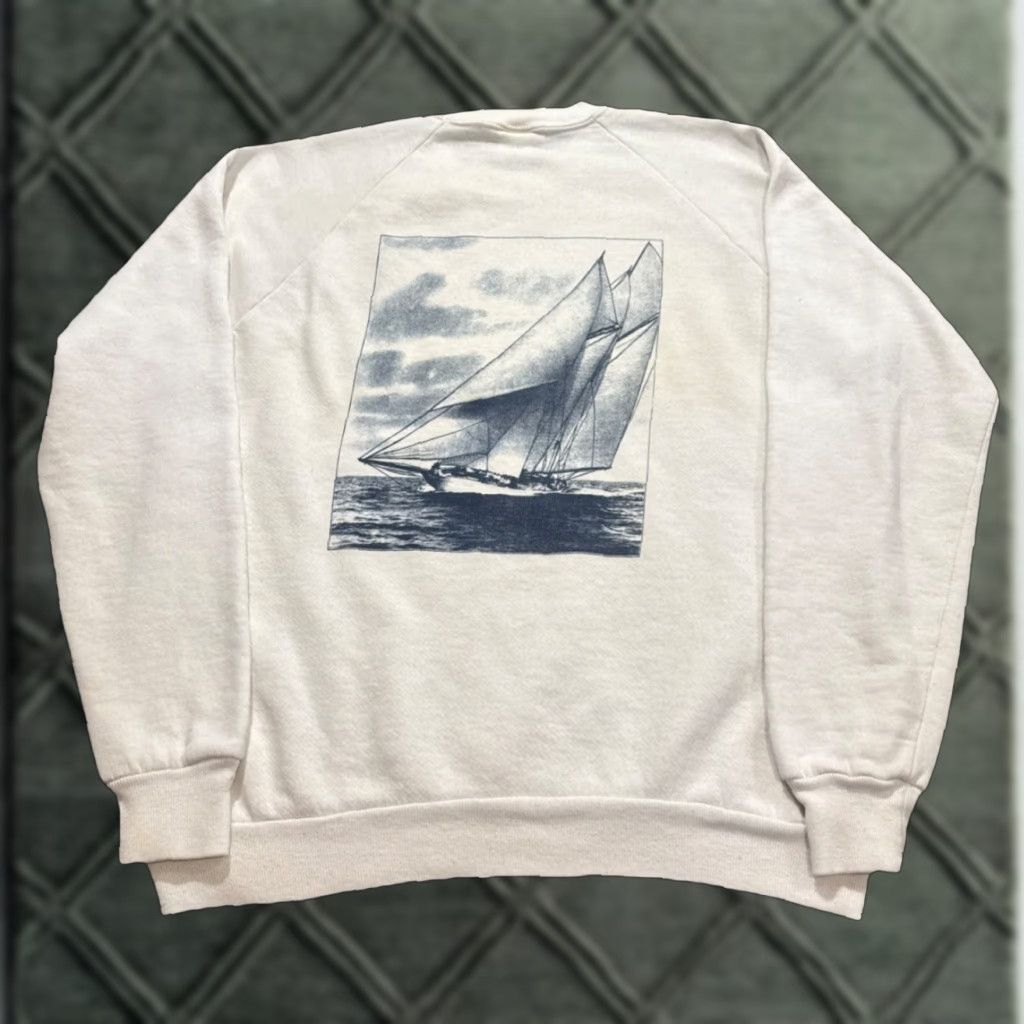 Jerzees VINTAGE 90s Sailboat Sail Art Nautical White Jerzees Crewneck Sweatshirt XL Men Pullover Size US XL / EU 56 / 4 - 1 Thumbnail