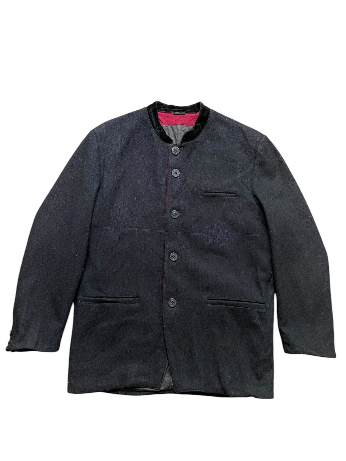 Marithe + Francois Girbaud × Vintage 1990s - Marithe Francois Girbaud Wool Mandarin Collar Jacket Size US L / EU 52-54 / 3 - 3 Thumbnail