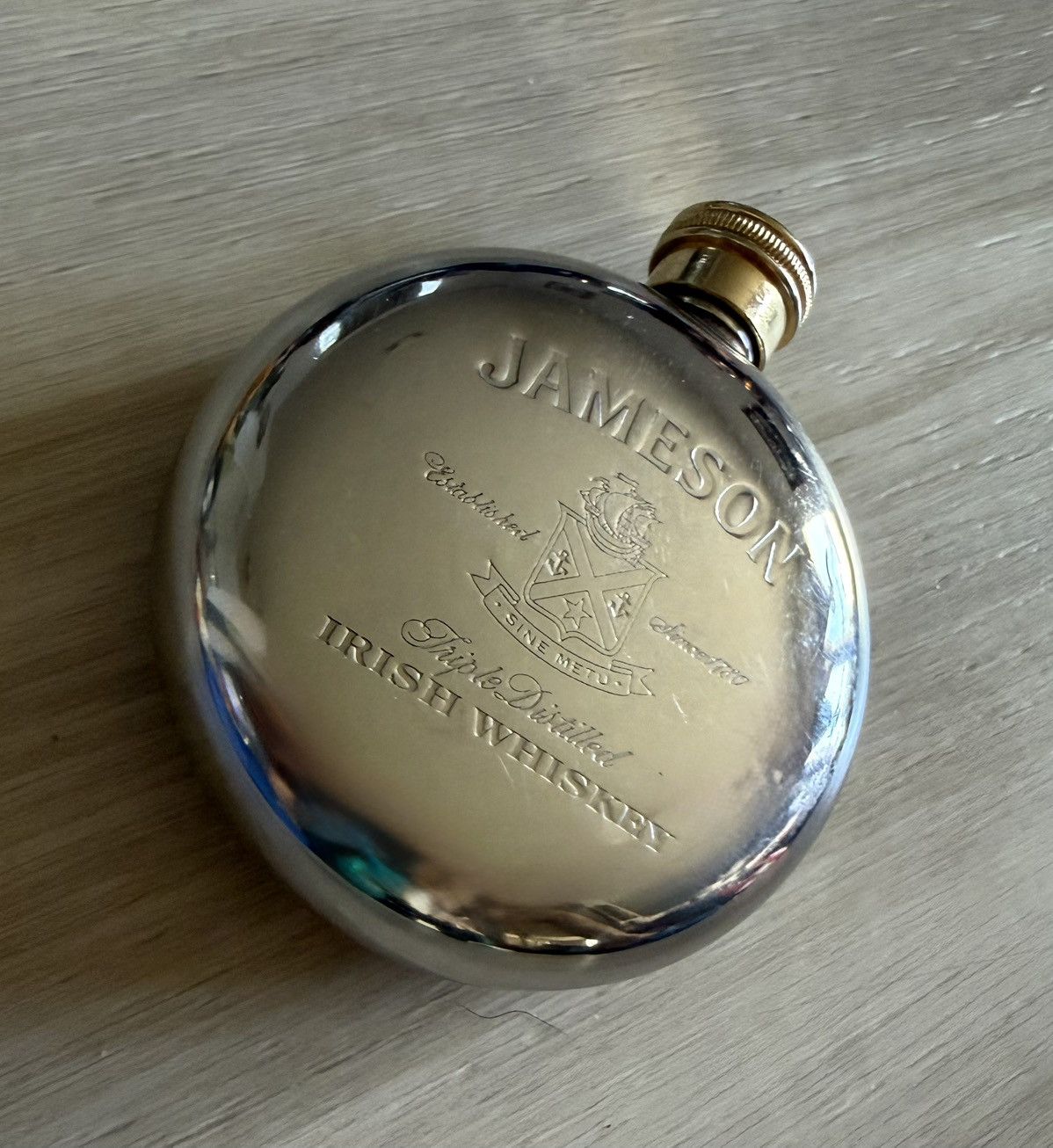 Vintage Vintage Jameson Whiskey Round Hip Flask Brass Screw Top Size ONE SIZE - 2 Thumbnail