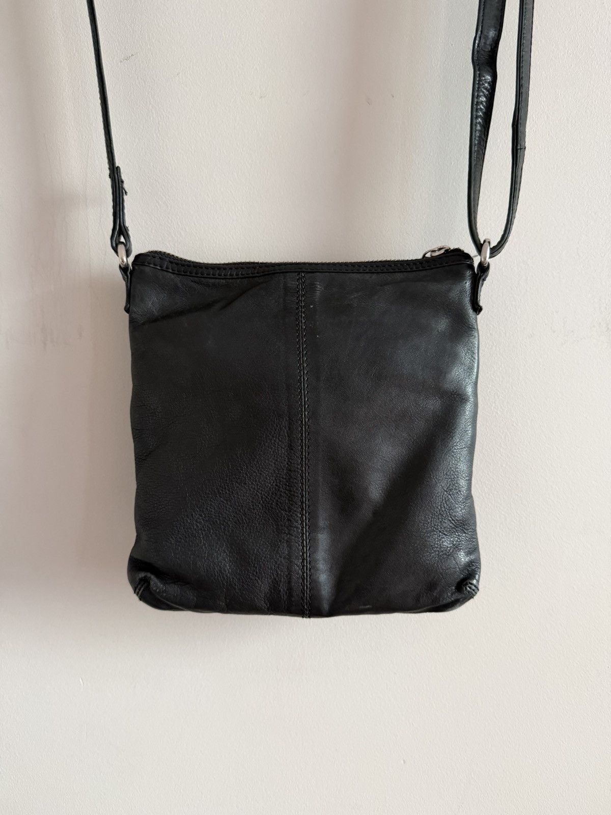 Vintage Vintage Black Leather Multi Zip Crossbody Bag Size ONE SIZE - 6 Thumbnail
