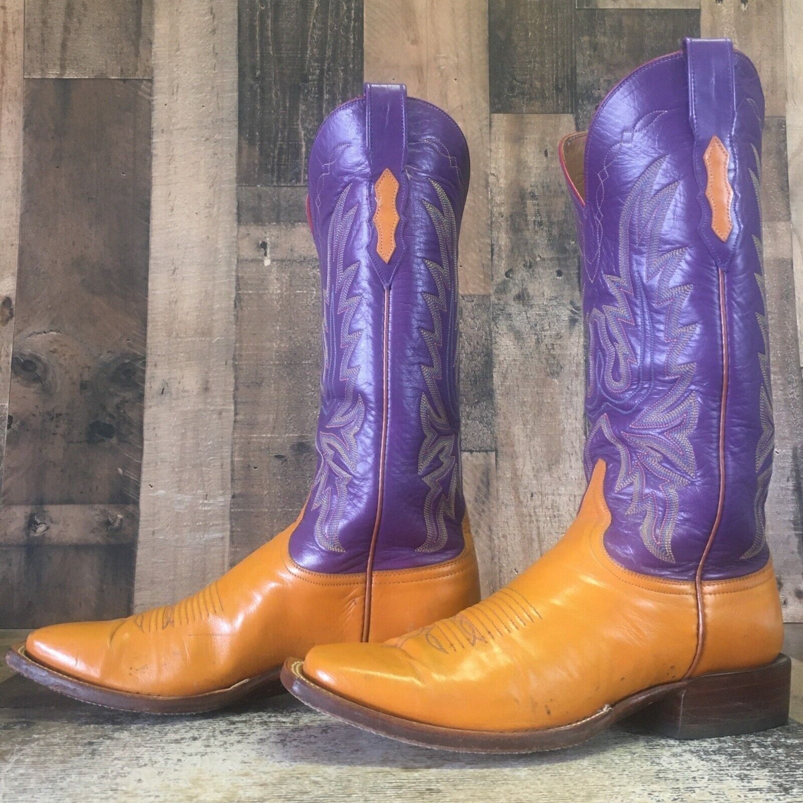 image of Lucchese 2000 T4218Kd Purple Cowboy Boots Mens 9.5 D in Purple Brown