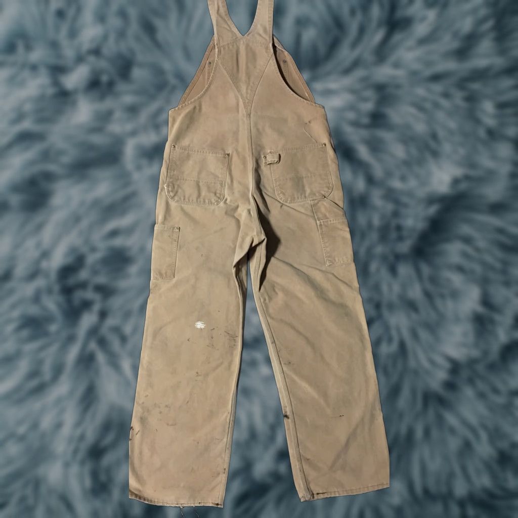 Carhartt VINTAGE Carhartt Overalls Shirt Mens 36 Tan 90s 80s Grunge Painter Biker USA Paint Distressed Double Knee"} Size US 36 / EU 52 - 1 Thumbnail